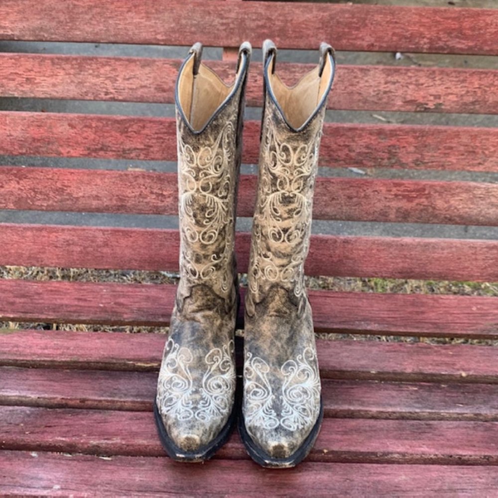 Circle G Womens Metallic Scrollwork Western Boots L5419